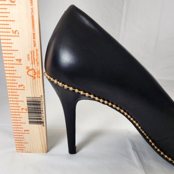 Coach Samantha Pump Heels with brass beadchain Trim Smooth Leather Size 9.5 - Picture 16 of 16